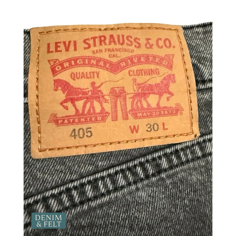 NEW Levis 405 Standard 10in Mens Shorts Grey Denim Stretch Greyscale 30x10